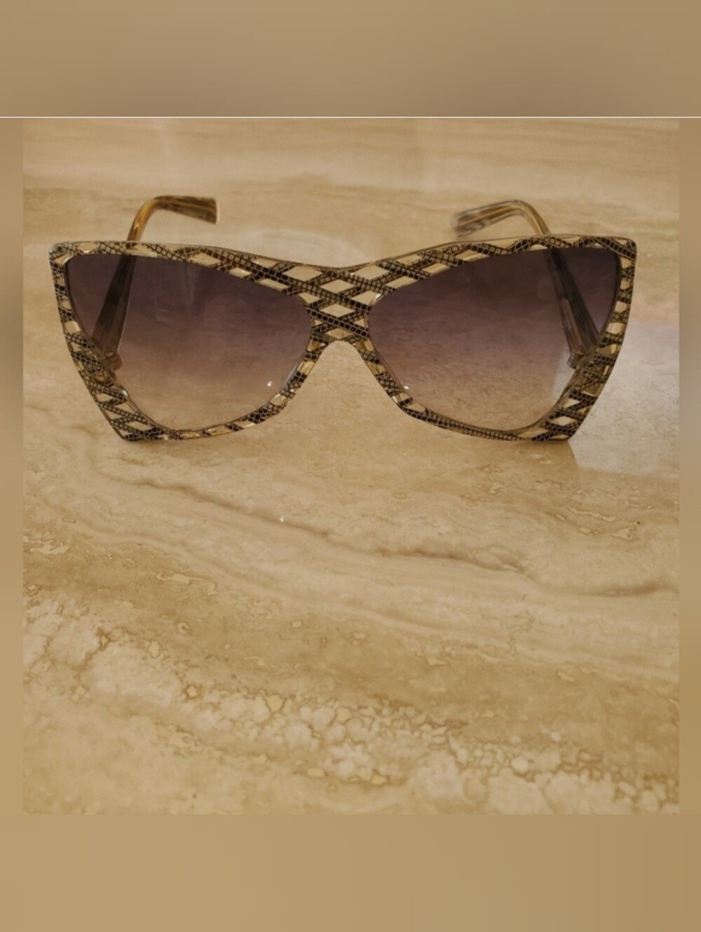 Yves Saint Laurent Snake-Print Cat Eye Sunglasses with Gradient Gray Lenses
